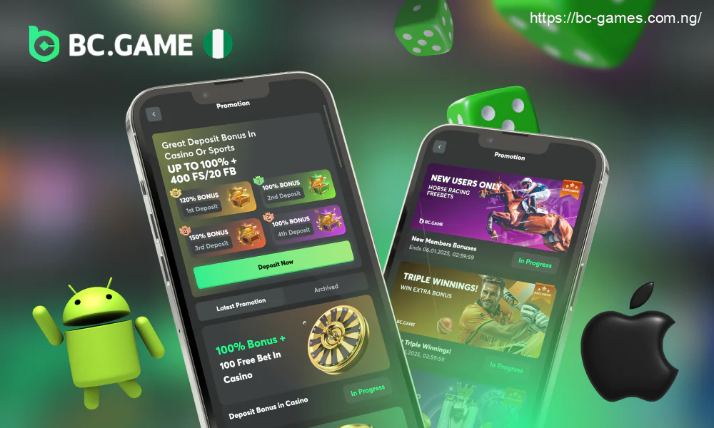 BC Game Nigeria mobile users can enjoy playing via the Android or iOS app